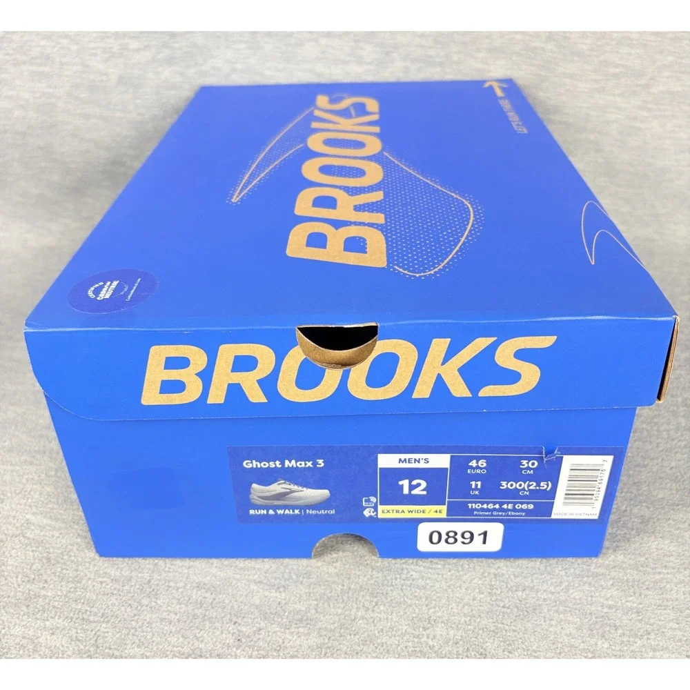 Brooks Ghost Max 3 Running Sneakers 12 4E XW Gray Black Primer Ebony Comfort
